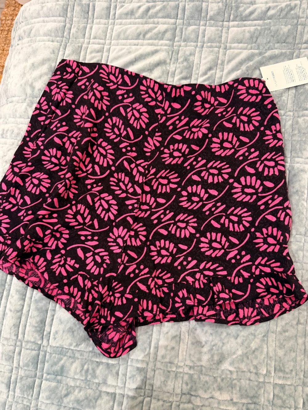 Claudie Pierlot High Waist Flare Shorts - Black and pink floral - Size FR36/ US